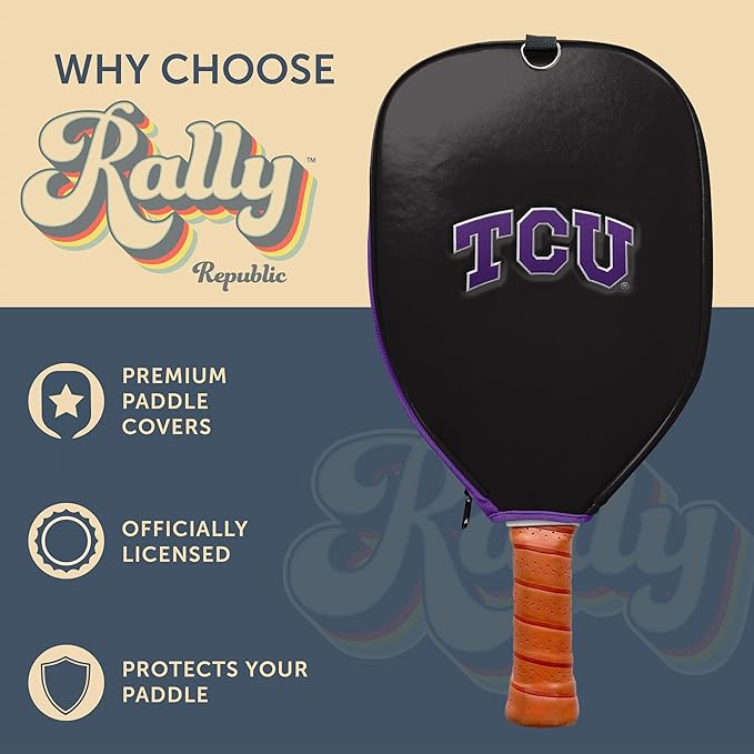 Officially Licensed Collegiate Pickleball Paddle Cover - Lightweight PU Leather Material - Durable Foam Interior Protection with Zippered Closure - Fits Most Paddles on the Market