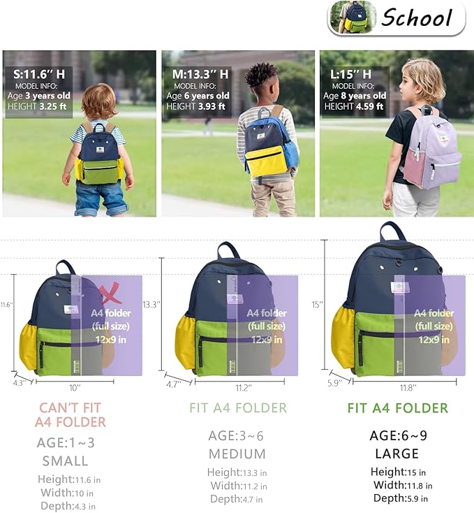 atgark Kids Backpacks, Unisex, Large, Avocado - L, Modern, Cartoon, 15" H, 1L, 13.12 oz, Nylon, Zipper, 6-9 Years, School & Travel