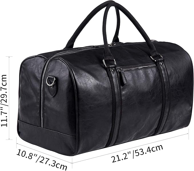 seyfocnia Oversized Duffle Travel Bag Waterproof Leather Weekend Bag Large Carry On Large Carry On Hangbag for Mens or Women