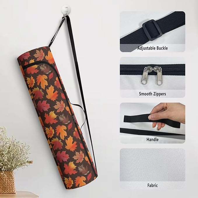 ZCFYGDX Yoga Mat Bag with Adjustable Shoulder Strap and Handle Zipper, 30in Wide x 6.3in Diameter for Yoga Mat Storage
