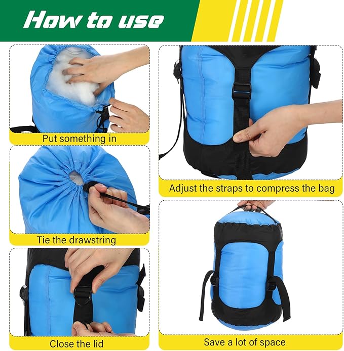 5 Pcs Compression Sacks for Backpacking 5L/10L/15L/20L/35L Camping Sleeping Bag Stuff Sack Water Resistant Sleeping Bag Storage Sack for Space Saving Hiking Gear