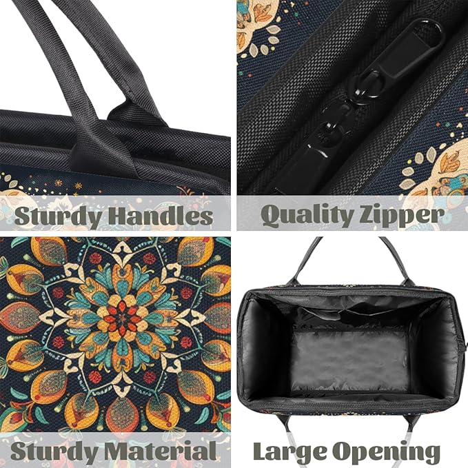 Travel Duffle Bag, Ethnic Aztec Flowers Overnight Weekender Tote Bag for Women Men Waterproof Carry On Luggage with Zipper Lightweight Sport Gym Bag for Traveling Yoga Camping Traveling Gifts