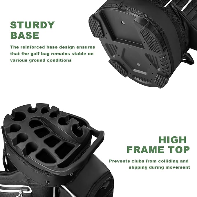 UNIHIMAL 14-Way Golf Cart Bag, Premium Full Length Golf Bag for Men with Magnetic Leather Pocket, Handles and Rain Cover