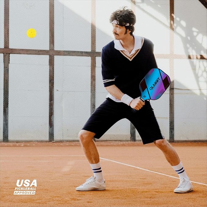 Graphite Pickleball Paddles Set- Premium Rackets Fiber Face & Polymer Honeycomb Core Pickleball Set Includes Pickleball Paddles + Pickleball Balls+ Replacement Soft Grip + 1 Bag