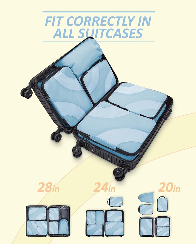 BAGSMART Compression Packing Cubes, 6 Set/4 Set/2 Set Travel Packing Cubes for Carry on Suitcases, Compression Suitcase Organizers Bag Set & Travel Cubes for Luggage, Lightweight Packing Organizers