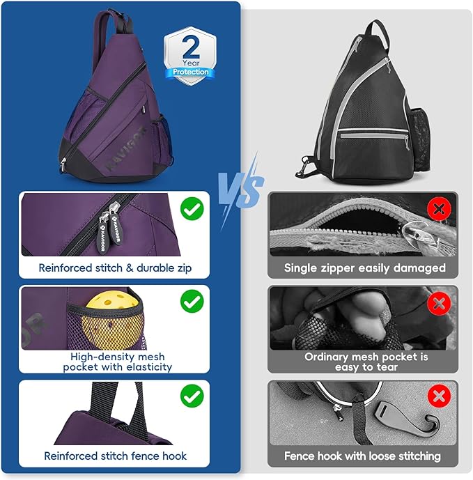 2025 Pickleball Sling Bag, Convertible Ultra-Light Backpack with Skin-Soft Fabric & Wet/Dry Pocket, Fits 4 Paddles + Gear