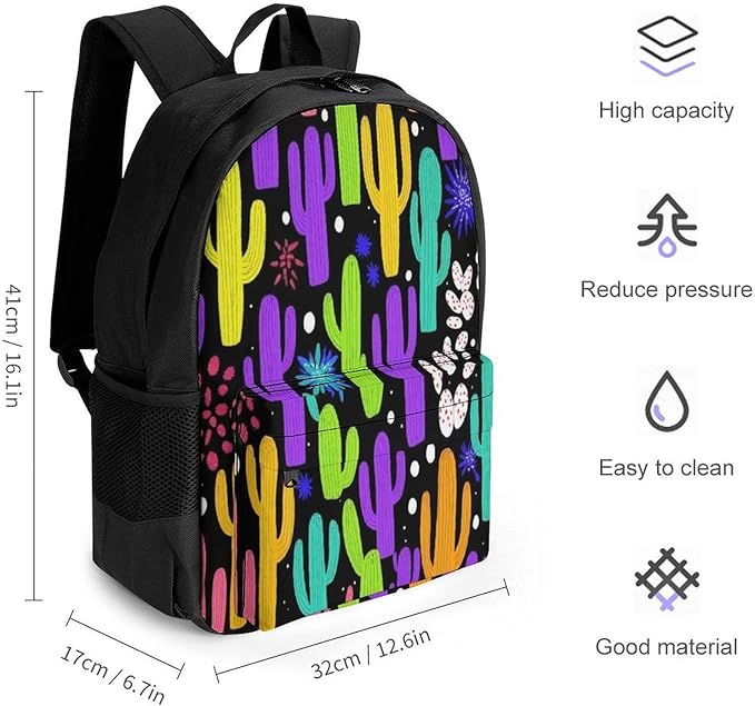 Cute Waterproof Trippy Cactus Bag, Backpack Easy to Storage, Lightweight Soft Bags for Outdoor Travel Work College Sports