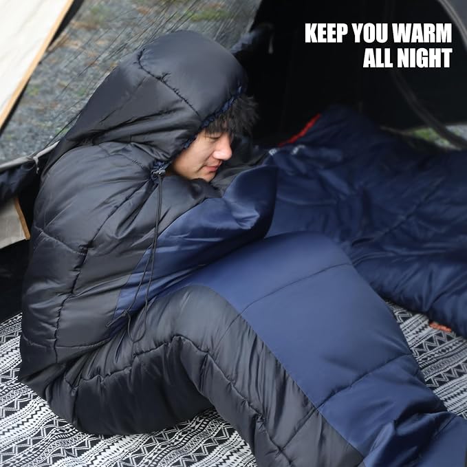 REDCAMP Cold Weather Mummy Sleeping Bag, Warm Flannel Cotton Sleeping Bag for Adults, Warm and Machine Washable Perfect for Winter Camping