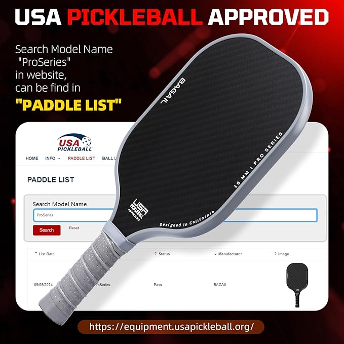 BAGAIL Pickleball Paddles, USAPA Approved Fiberglass Surface Pickleball Set, Lightweight Pickle Ball Rackets with 4 Balls, 1 Bag, Designed in California for Traction and Stability