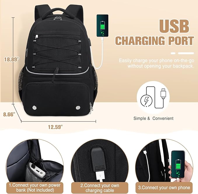 Bevalsa Pickleball Bag for Women Men Teens, Tennis Bag with Shoe Compartment, Multifunctional Sports Padel Racket Bag Badminton Backpack Fits 4 Rackets with Fence Hook