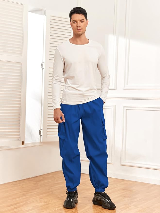 ZAFUL Men's Parachute Pants Casual Baggy Cargo Drawstring Trouser