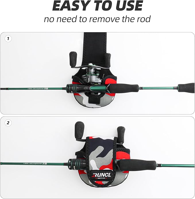 RUNCL Baitcasting Reel Bag – Protective Storage Pouch for Baitcasting Reels & Spinning Reels, Lightweight & Durable, Ideal for Freshwater & Saltwater Fishing Trips (Camouflage)