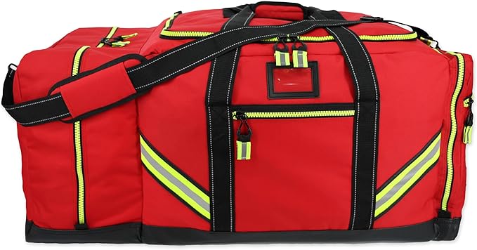 Lightning X Customizable Premium 3XL Firefighter Step-In Gear Bag w/Helmet Compartment & Embroidered Name - No FF Logo - RED One_Size
