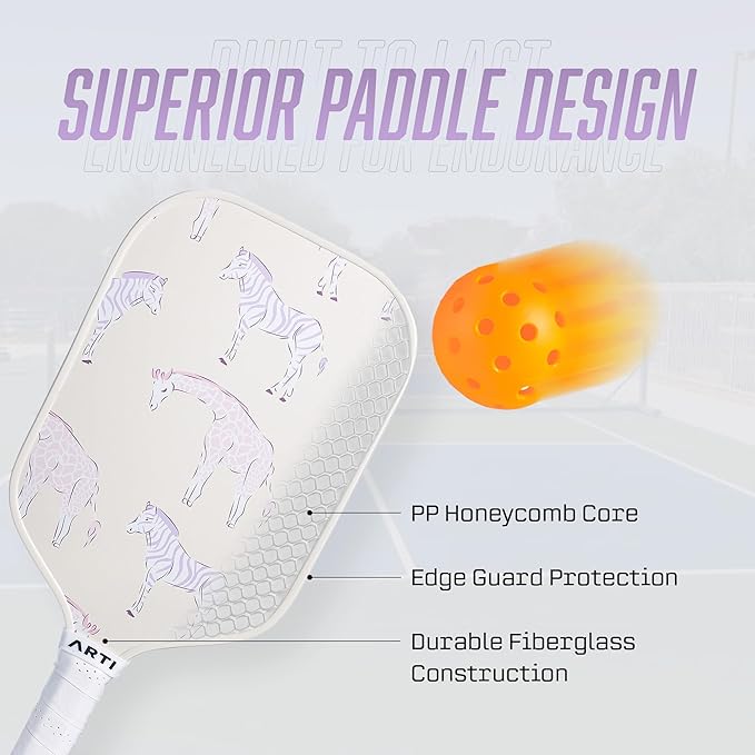 ARTI Pickleball Paddles Set of 2-USAPA Approved Fiberglass Surface Pickleball Set,2 Pickleball Rackets, 4 Balls and 1 Portable Carry Bag