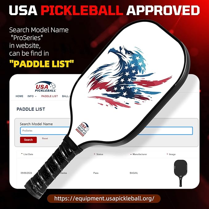 BAGAIL Pickleball Paddles, USAPA Approved Fiberglass Surface Pickleball Set, Lightweight Pickle Ball Rackets with 4 Balls, 1 Bag, Designed in California for Traction and Stability