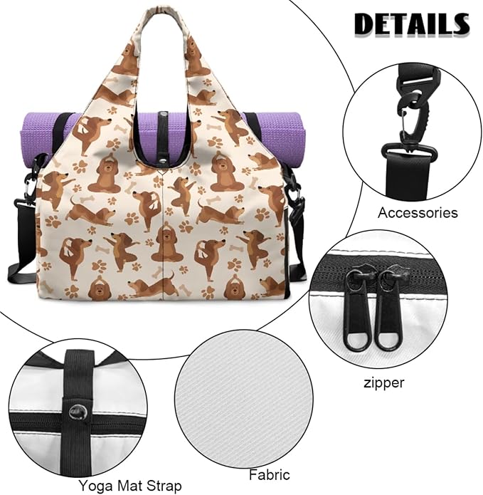 ZCFYGDX Yoga Gym Bag with Removable Adjustable Shoulder Strap, Shoe Compartment & Top Yoga Mat Holder 17.72x8.66x9.84in