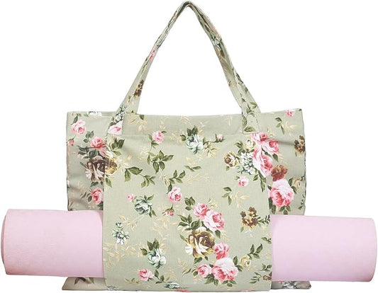 YHSHYZH Yoga Mats bag for Women, Canvas Bags for Yoga Mat & Blocks Women, Floral Gym Valentine's Day Gifts for Yoga Lover
