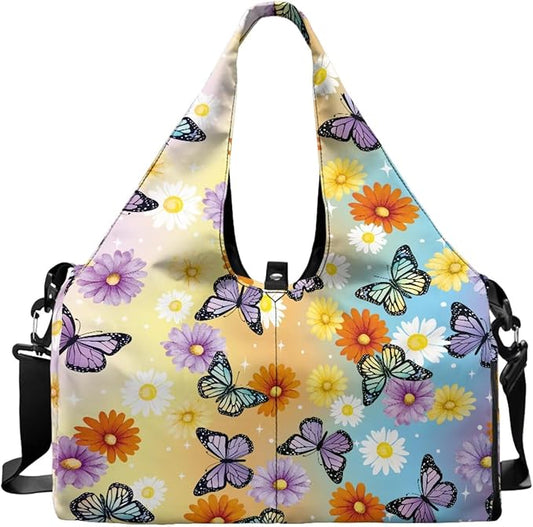 ZCFYGDX Yoga Gym Bag with Removable Adjustable Shoulder Strap, Shoe Compartment & Top Yoga Mat Holder 17.72x8.66x9.84in