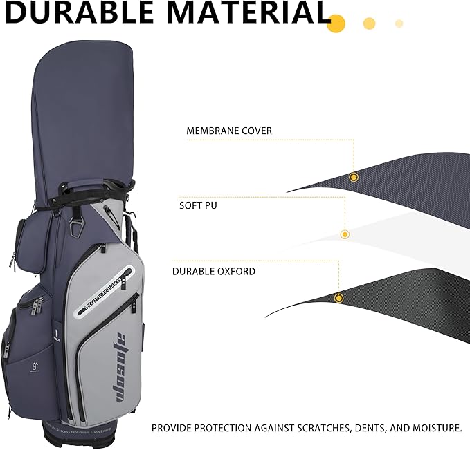 PU Leather Lightweight Men Women Blue White Black Green Golf Bag,Multiple 10 Pockets 14-Way Dividers Cooler Pouch Golf Cart Bag