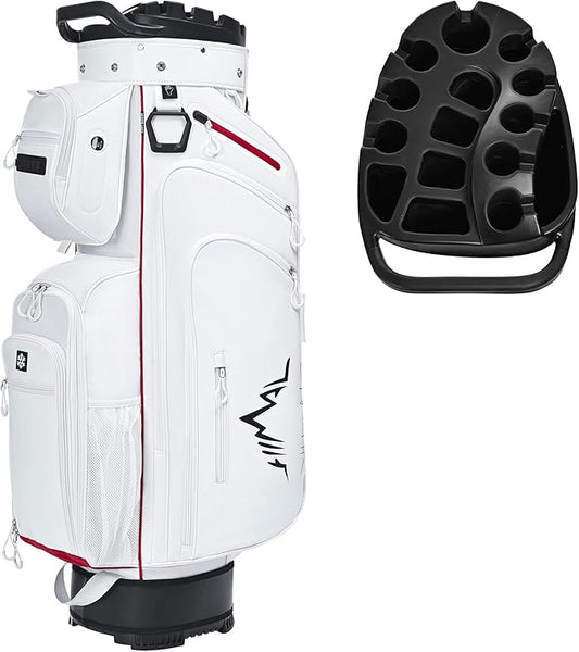 UNIHIMAL 14-Way Golf Cart Bag, Premium Full Length Golf Bag for Men with Magnetic Leather Pocket, Handles and Rain Cover