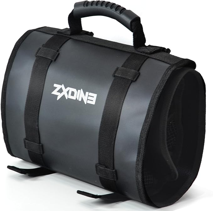 Lure Roll Up Fishing Jig Pouch Tackle bags | Heavy Duty Compact Waterproof Tarpaulin Fish Lure Pouch | 10 Clean Window Pockets for Fishing Lures Jigs Tools Storage