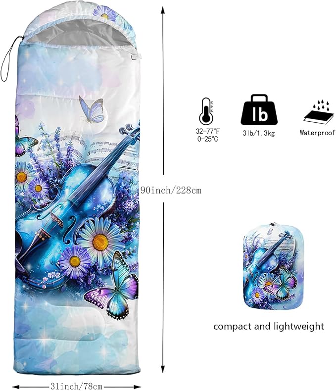 QOOMO Camping Sleeping Bags,3 Season Warm & Cool Weather,Lightweight,Waterproof Sleeping Bags for Adults & Kids,Traveling,and Outdoors,Camping Gear Equipment