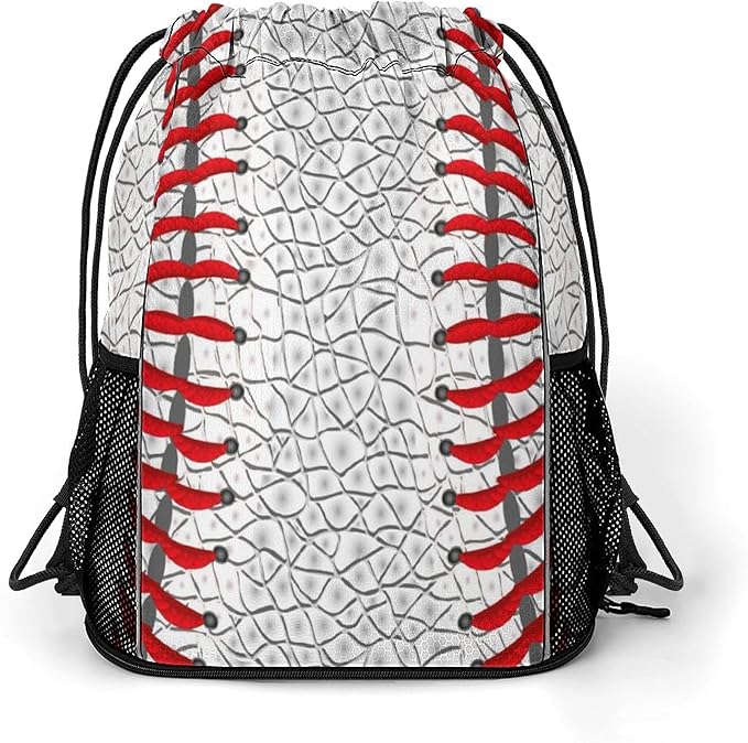 Baseball Drawstring Backpack Gym Bag With Shoe Compartment String Bag Sport Beach Swimming Sackpack For Women Men