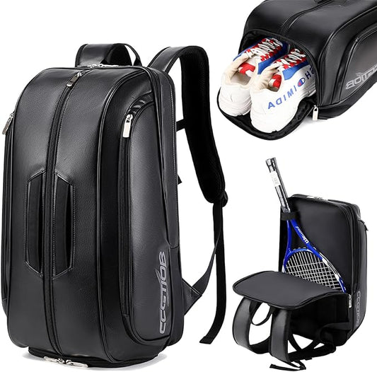 Tennis Racket Bag Pickleball Padel Backpack With Shoe Compartment, Laptop Sleeve,Fence Hook,Ball Sleeve