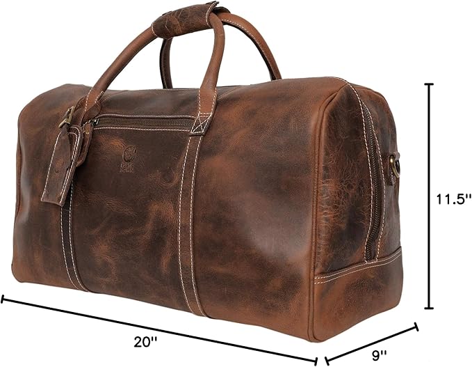 Handmade Leather Travel Duffel Bag - Airplane Underseat Carry On Bags by Rustic Town