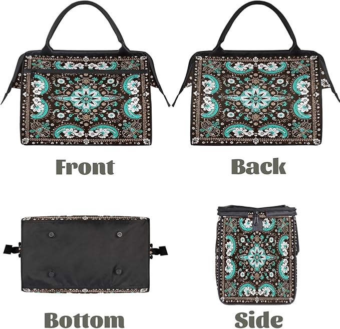 Travel Duffle Bag, Ethnic Mandala Flowers Overnight Weekender Tote Bag for Women Men Waterproof Carry On Luggage with Zipper Lightweight Sport Gym Bag for Traveling Yoga Camping Traveling Gifts