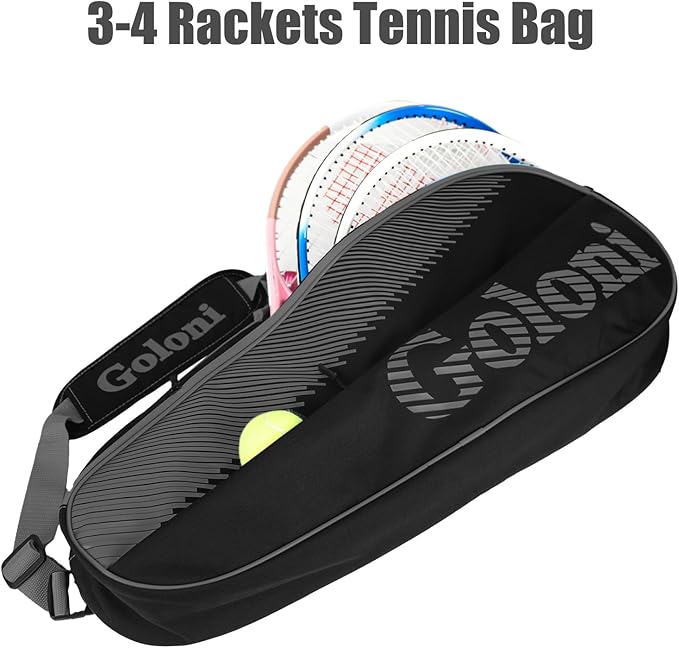 Goloni | 3 Racquet Tennis Bag, for Professional or Beginner Tennis Players, Rackets Cover Bag with Protective Pad & Lightweight | Unisex Design for Men, Women, Youth and Adults