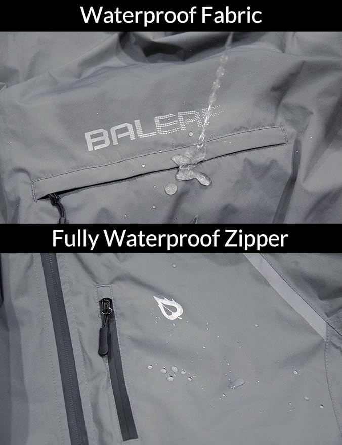 baleaf Men's Rain Jacket Waterproof Windbreaker Raincoat Running Cycling Hiking Gear Hood Lightweight Reflective Packable