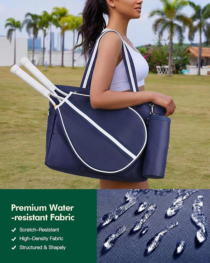 Durable Tennis Gym Tote Bag for Women & Men Sports Duffle Bag with Shoe Compartment & Wet Pocket Fence Hook Extra Ball Pocket Fits 2 Rackets and 15.6" Laptop Overnight Weekend Bag