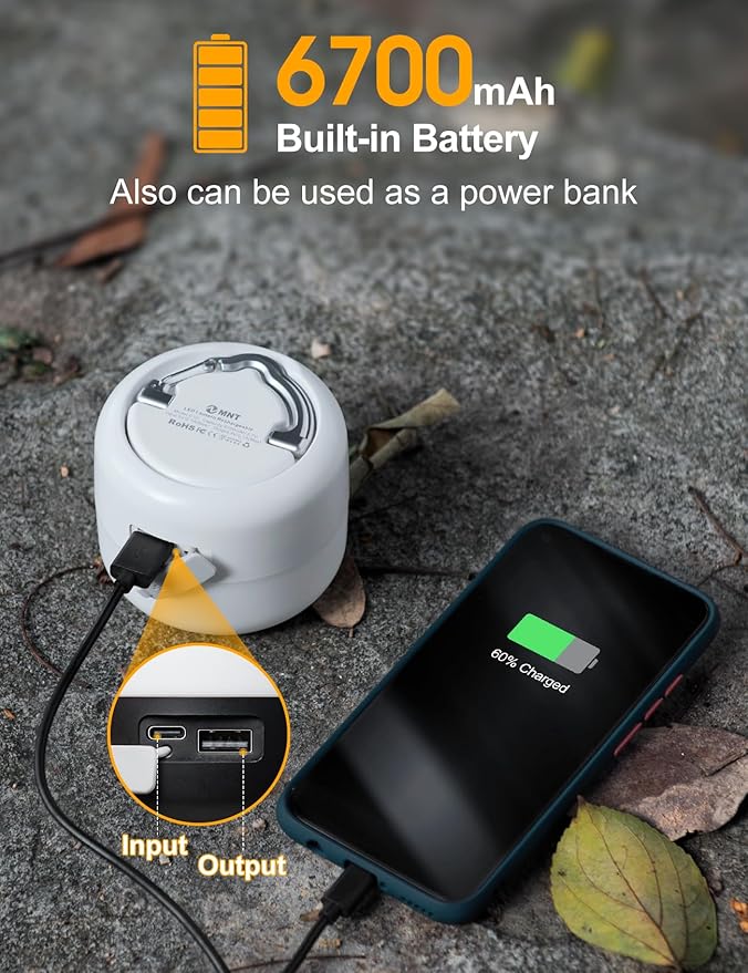 ZMNT LED Camping Lantern Rechargeable 1000LM, Up to 300H Running Time Camping Tent Light, 6700mAh Emergency Light for Hurricane, Power Outages, Home, Hiking, Water-Resistant