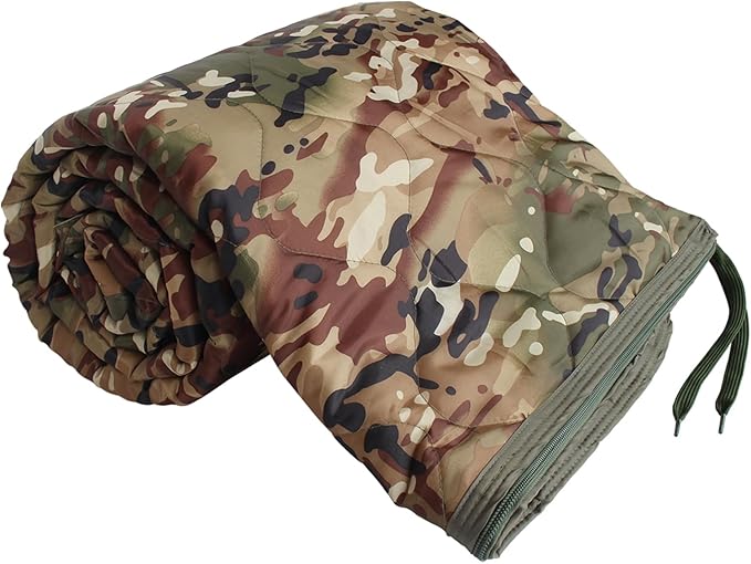 GRVCN Military Blanket - Camping Sleeping Bag with Zipper, Poncho Liner Thermal Insulated Blanket, Lightweight Portable Outdoor Hiking Survival Compression Carry Bag