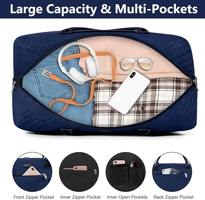 Weekender Bag for Women, Travel Duffel Bag Carry On Overnight Bag with Shoe Compartment Large Nylon Travel Weekend Tote Bag