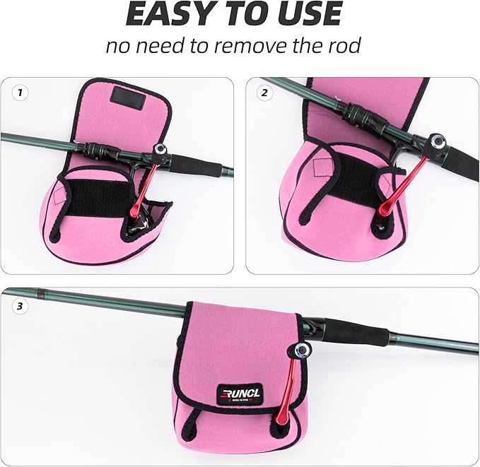 RUNCL Spinning Reel Bag – Protective Storage Pouch for Baitcasting Reels & Spinning Reels, Lightweight & Durable, Ideal for Freshwater & Saltwater Fishing Trips (pink& Black)