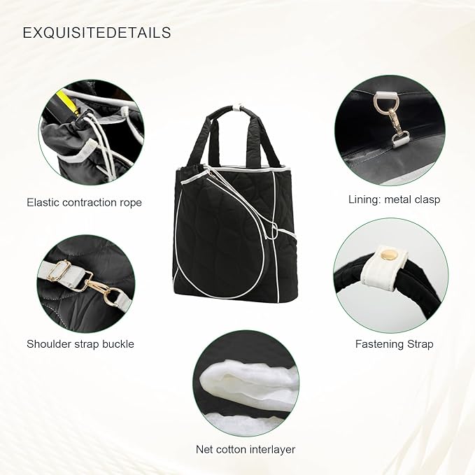 2-in-1 Tennis Tote Bag & Tennis Racket Backpack – Extra-Large Quilted Pickleball Racquet Bags, Water-Resistant & Lightweight for Men & Women