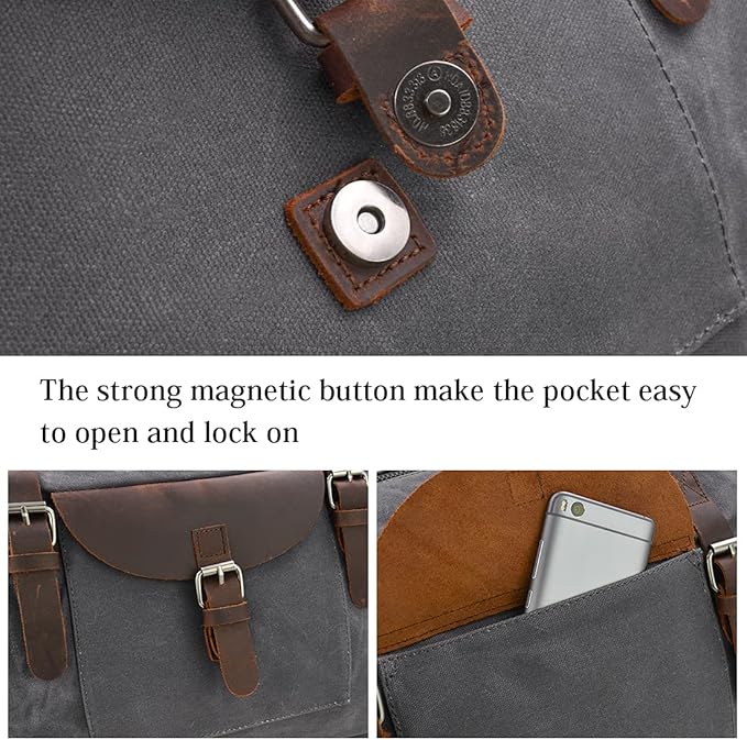 Oversized Travel Duffel Bag Waterproof Canvas Genuine Leather Weekend bag Weekender Overnight Carryon Hand Bag Grey