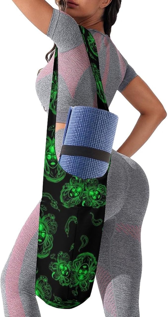 Aiyoolee Single Shoulder Yoga Mat Carrier Bag Portable Spacious with Pocket for Yoga Gym Fitness Travel