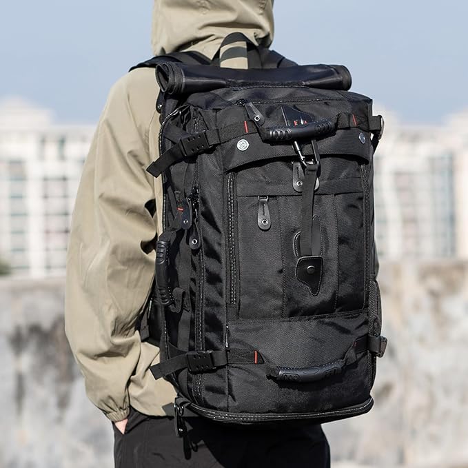 YOUMIAN Large Capacity For Travel Hiking Sports Carry On Backpack Durable Convertible Duffle Bag Laptop airplane (black, 60L-Large)