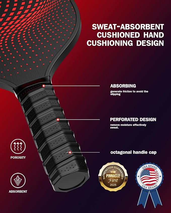 8-Pack Pickleball Paddles Set - Wooden Rackets with Fiberglass Surface & Polypropylene Honeycomb Core, Includes 2 Portable Carry Bags for Indoor/Outdoor Play