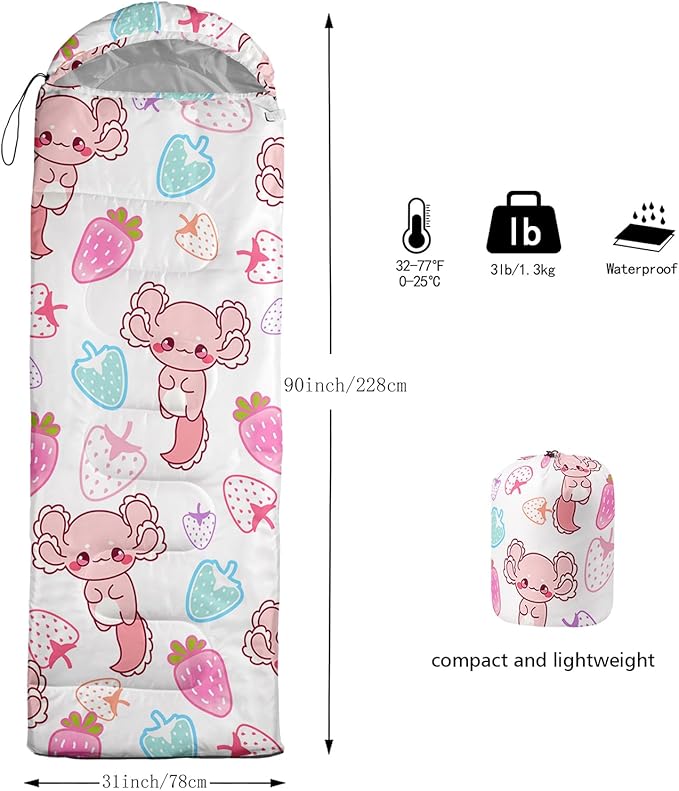 QOOMO Camping Sleeping Bags,3 Season Warm & Cool Weather,Lightweight,Waterproof Sleeping Bags for Adults & Kids,Traveling,and Outdoors,Camping Gear Equipment