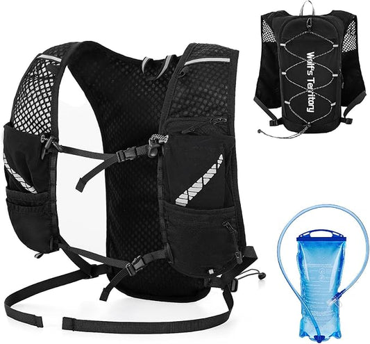 YAPJEB Hiking Hydration Vest Backpack 5L Lightweight with 2L Water Pack Bladder Daypack for Men Women Cycling, Running, Hiking and Biking (01 Black 5L + 2L Bladder)