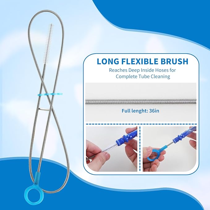 Hydration Bladder Cleaning Kit Compatible with Camelbak, 4 in 1 Water Bladder Cleaner Set, Flexible Long Brush for Hose and 2 Brushes, Drying Collapsible Frame, Water Reservoir Backpack Cleaning Kit