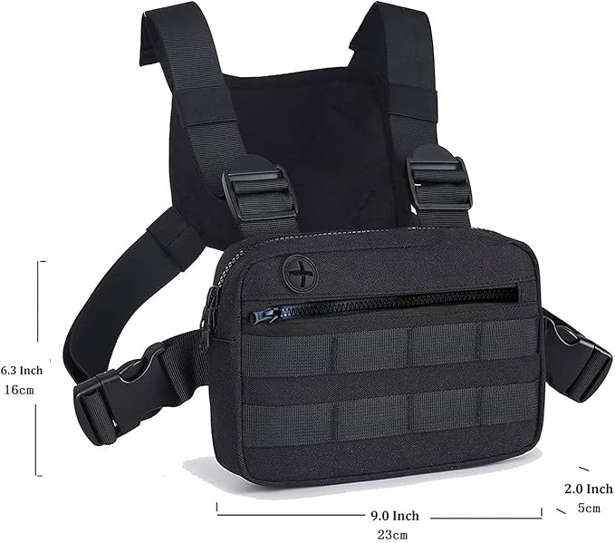 Outdoor Chest Bag For Men, EDC Chest Pack With Built-In Phone Holder, Lightweight Chest Rig Pouch