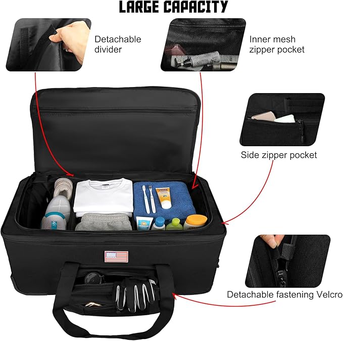 150L Large Rolling Duffle Bag with Wheels, Heavy Duty 32'' Tri-Wheel Gear Hauler for Camping,Moving Sports Equipment, Military & Airline Checked Bag Approved,Black