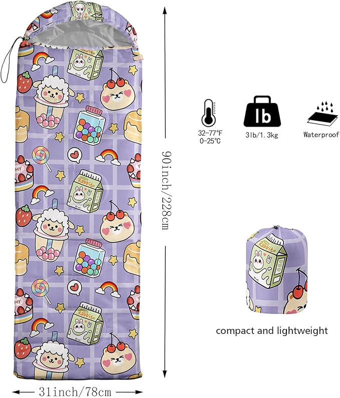 QOOMO Camping Sleeping Bags,3 Season Warm & Cool Weather,Lightweight,Waterproof Sleeping Bags for Adults & Kids,Traveling,and Outdoors,Camping Gear Equipment