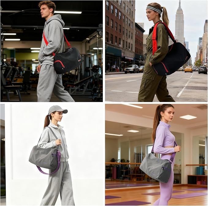 Small Gym Bag for Women Sports Duffel Bag with Shoes Compartment, Waterproof Travel Duffel Bag Carry on Bag Overnight Bag Weekender Bags for Workout Swimming Yoga Dance