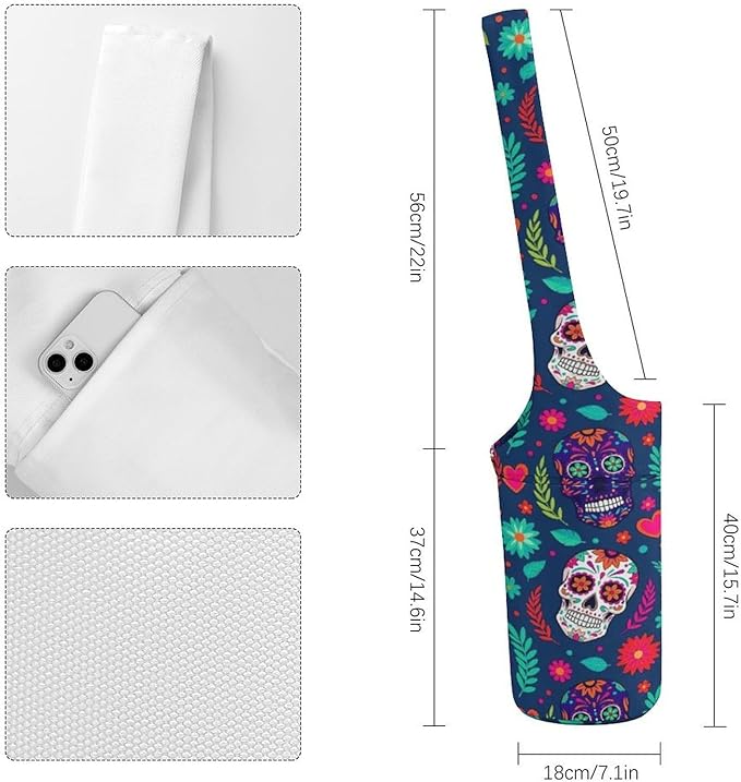 Aiyoolee Single Shoulder Yoga Mat Carrier Bag Portable Spacious with Pocket for Yoga Gym Fitness Travel